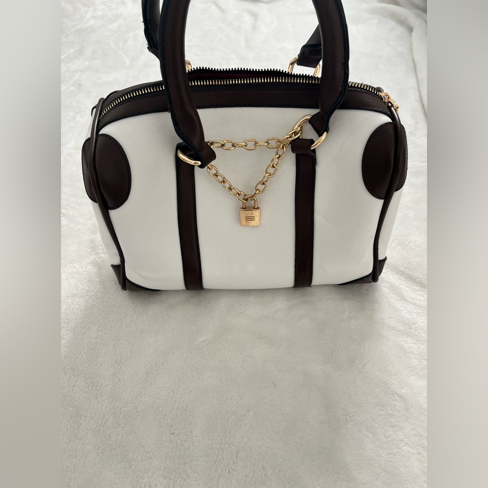 Brown and white bag